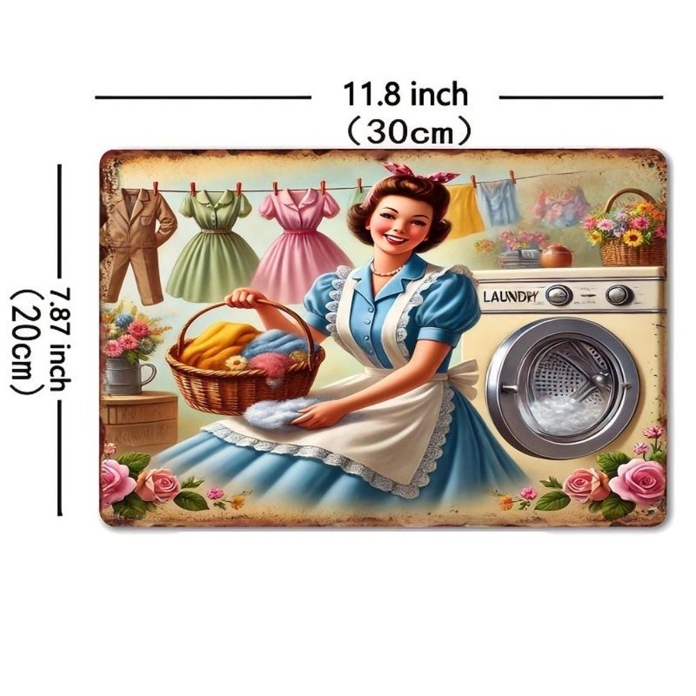 

Metal Tin Sign Vintage Laundry Decor Wall Art 8x12 Inch 20x30cm небесно-голубой