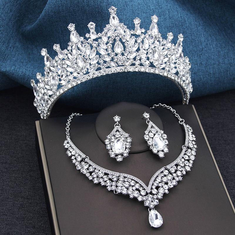 

3 шт. Зеленые Свадебные Наборы Короны Тиары Головной убор Невесты для Принцессы Банкет Дубайские Наборы Ювелирных Изделий Аксессуары для Костюма