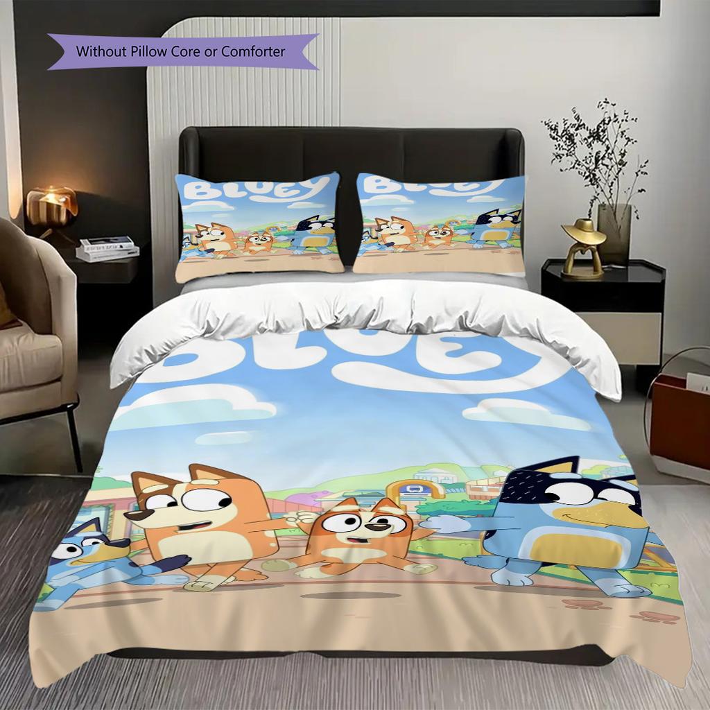 Bluey Friends Adventure Threepiece Set 1 Duvet Cover 2 Pillowcase Without Core Duvet Cover And Pillowcase Soft And Comfortable