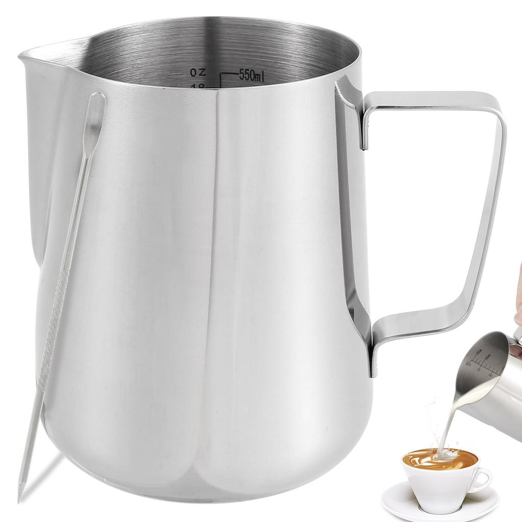 350/600ML Milk Frothing Jug for Coffee Machine 304 Stainless Steel Milk Pitcher Cup with Spoon Durable Milk Cup for Making