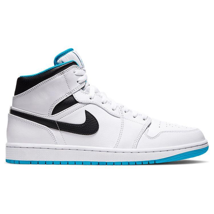 Air Jordan 1 Mid Laser Blue Men Sneakers White Black 554724-141