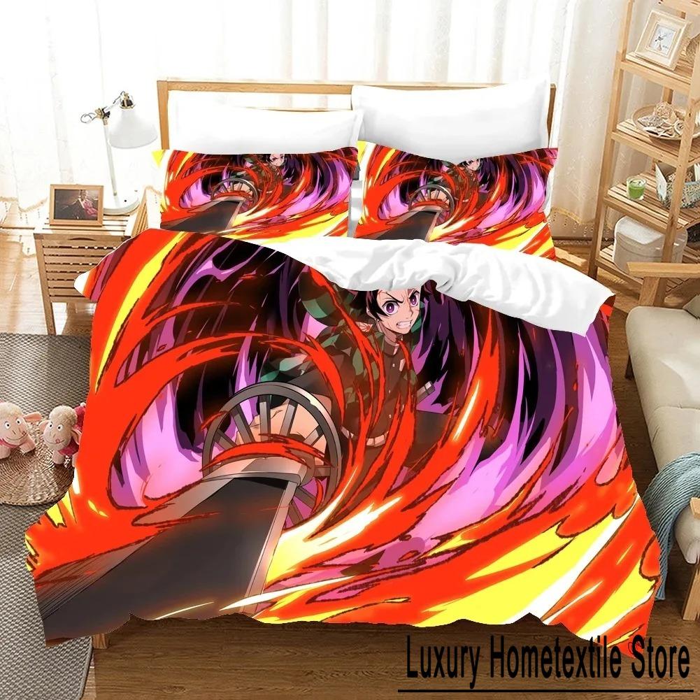 Fashion 3D Print Anime Ghost Killing Blade Bedding Sets Duvetcover Set With Pillowcase Twin Full Queen King Bedclothes Bed Linen