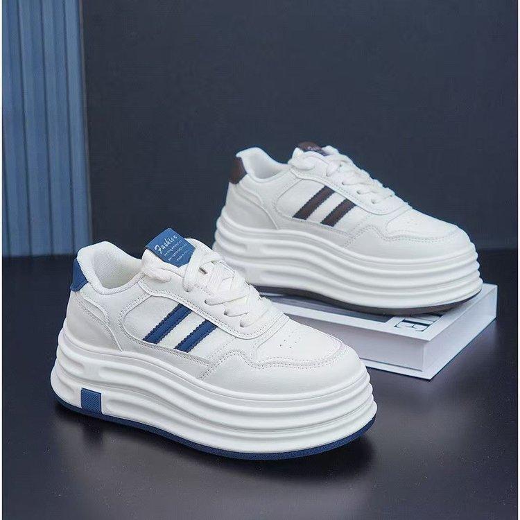 

Platform white shoes women s autumn 2025 new small height increase versatile sports muffin shoes casual board shoes 39 темно-синий