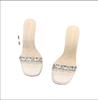 Cool slippers female ins tide 2025 summer Internet celebrity transparent open-toed high-heeled one-word French temperament rhinestone slippers