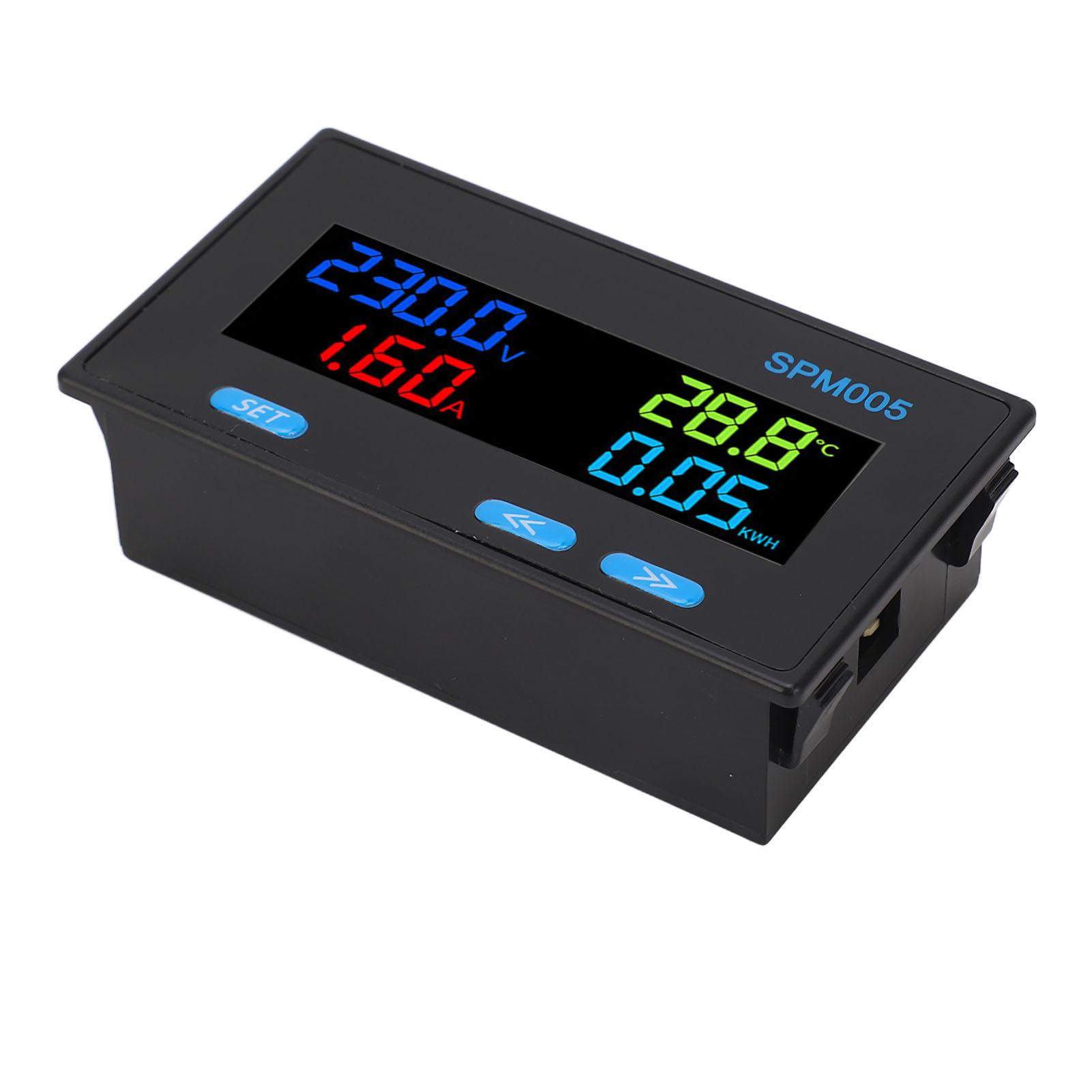 

Digital Voltmeter Ammeter Panel 8 in 1 Multifunctional Power Meter Color LCD Display AC Energy Monitor AC60‑300V 20A