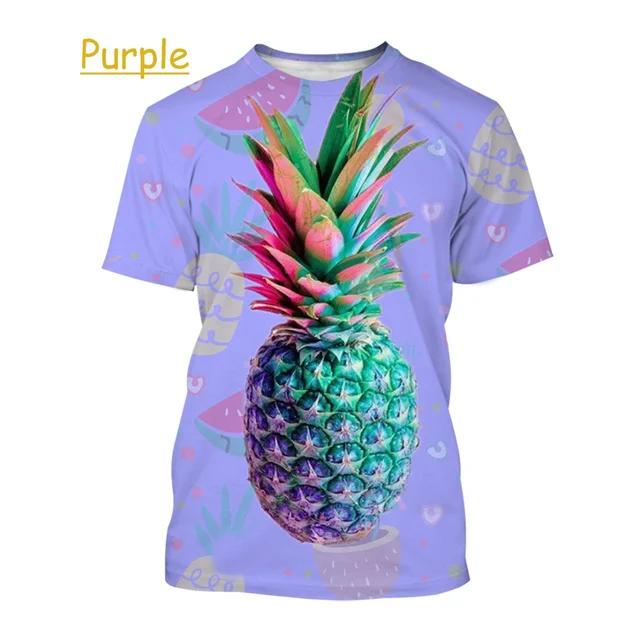 Pineapple Short Sleeved Funny Summer Round Neck Comfortable Fashionable Oversized Breathable Casual Men's Women's T-shirt