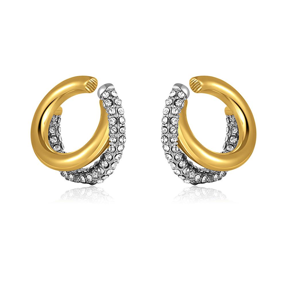 Gold Copper Double Layer No Piercing Ear Cuff CZ Zircon Minimalist Stackable Cartilage Clip Earrings for Women Fashion Zircon