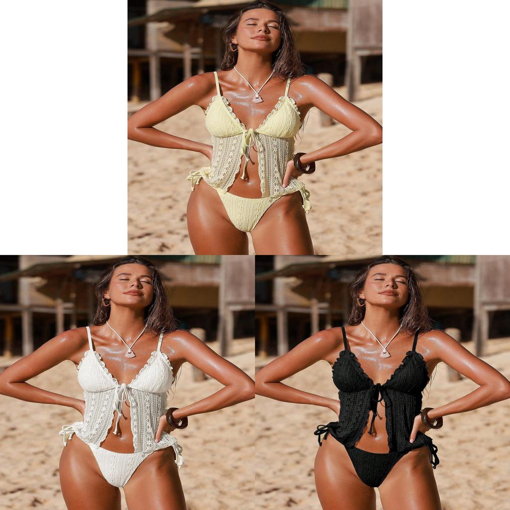 Bikini Swimwear For Women With Lace Double Layer Fabric For Poolside Beachwear