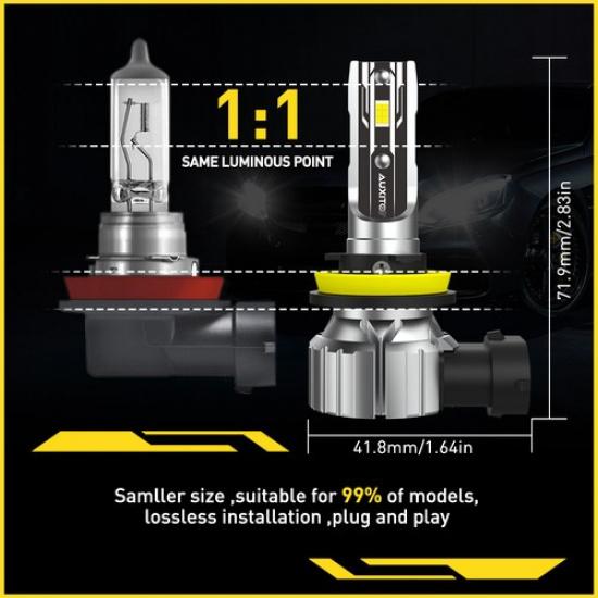 AUXITO H11 LED Headlight Kit Low Beam Bulbs Super Bright 6500K White H8 H9 2pcs