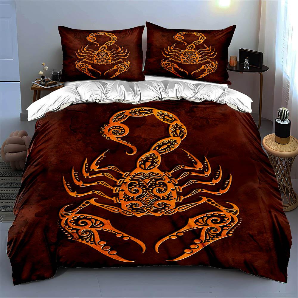 Ornate Scorpion Motif Bedding Duvet Cover Sets Duvet Covers Pillowcases Gifts (1 * Duvet Cover 2 * Pillowcases, Without Duvet Insert)