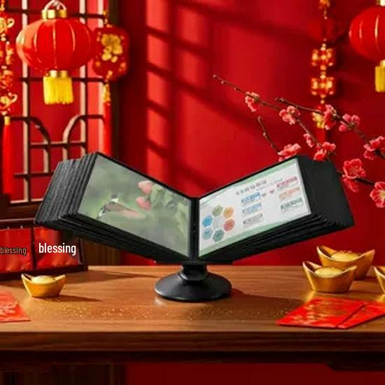 2026 A4 Horizontal Rotating File Holder: Desktop Document Rack & Flip Folder