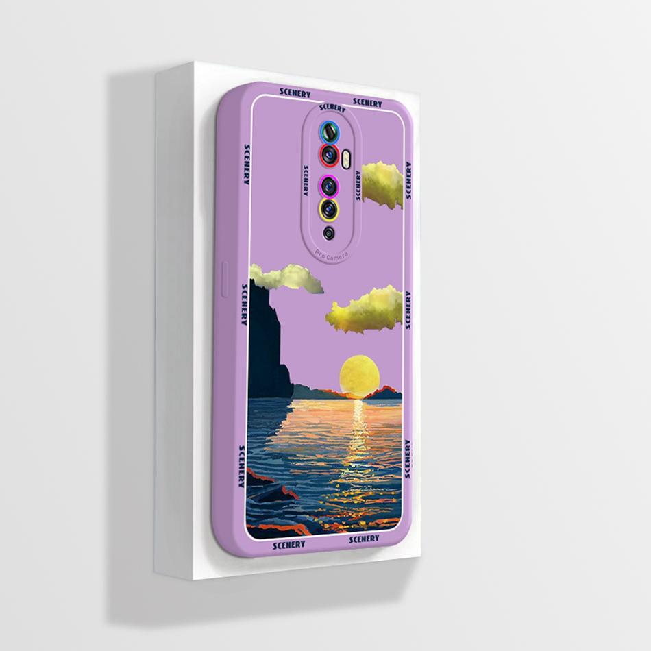 Quadratische Flüssigsilikonhülle für OPPO Reno 2 Reno2 2Z 2F Z F Linsenschutz Stoßfest Weiche Handyhüllen Rückseite Reno2F Reno2Z
