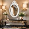 Bathroom Wall with Ornate Design Oval Shape Vintage Wall Mount Decor for Bathroom, Bedroom, Vanity, Foyer (White - H 57.5 X W 39 Cm)
