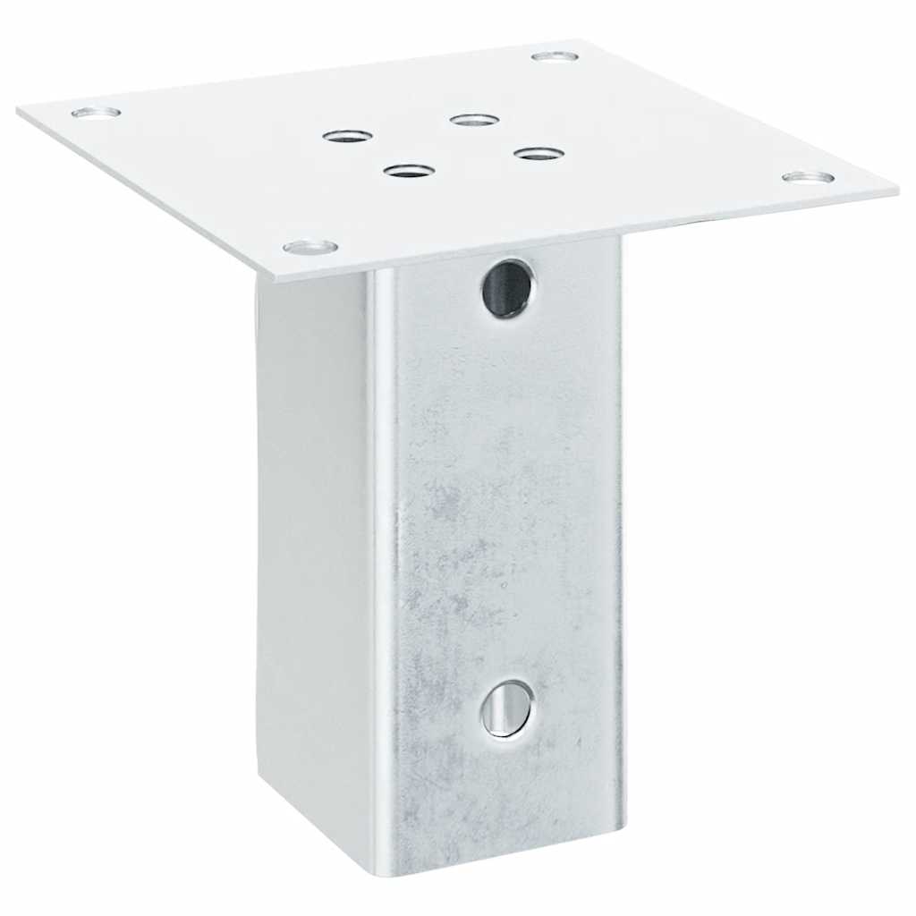 Square Post Base Set 4 Pcs Silver 71 X 71 Mm Hot Dip Galvanized Steel
