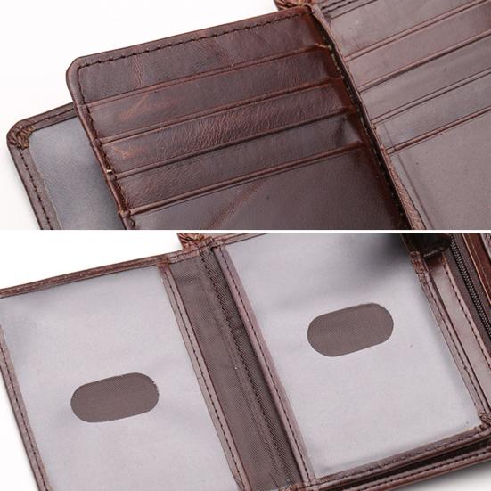 Men Short Faux Leather Wallet Large Capacity Bi-fold Wallet with Zipper Pocket Cash Coin Card Holder Folding Front Pocket Business Wallet
