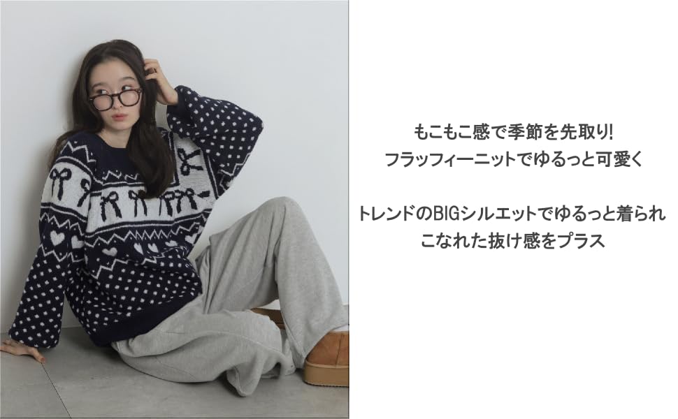 WEGO Fluffy Graphic Knit Big Pullover Size Pattern 2 Sweater, Top, Autumn/Winter Clothes, Gift, Girly, Cute, Women's, F,