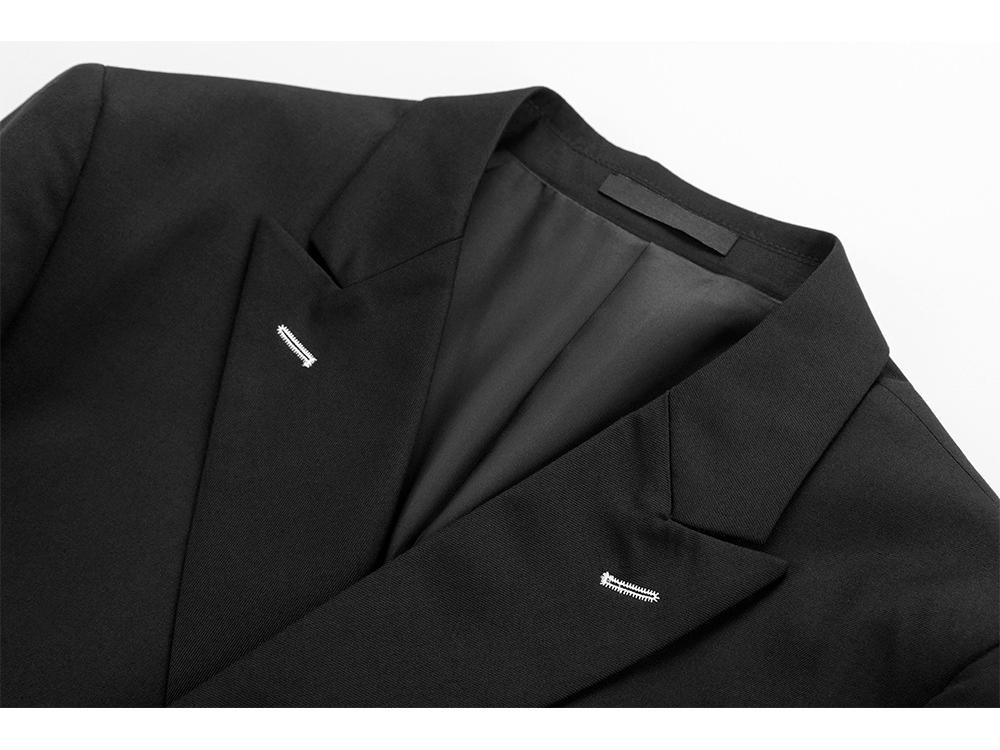 Herren Slim Fit Zweireiher Blazer Set: Professionelle, Business Casual Mode in Dunkelblau, Schwarz und Grau