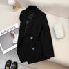 Korean Style Black Women's Jacket: 2026 Spring/Autumn Trendy, Versatile, High-End Small Suit for Petite Fashionistas.