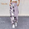 Damen Jogginghose, elastische hohe Taille, verstellbarer Kordelzug, Joggerhose mit Halloween-Kürbis-Print, Fitnesshose