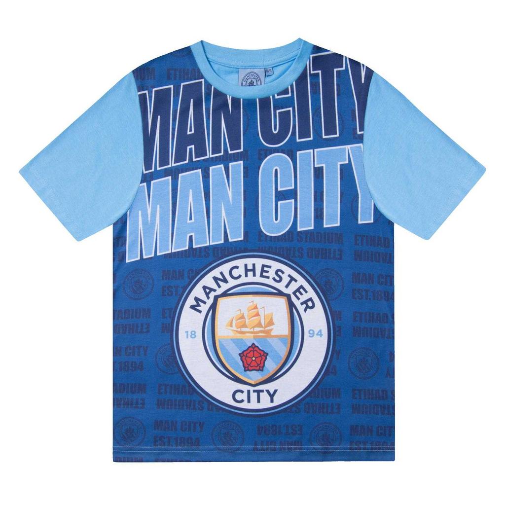 Manchester City FC Jungen Sublimierter Kurzer Pyjama-Set