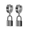 WKOUD 2023 New Black Punk Stainless Steel Women Men Hoop Earrings Small Trendy Round Cross Pendants Jewelry Accessories Gifts