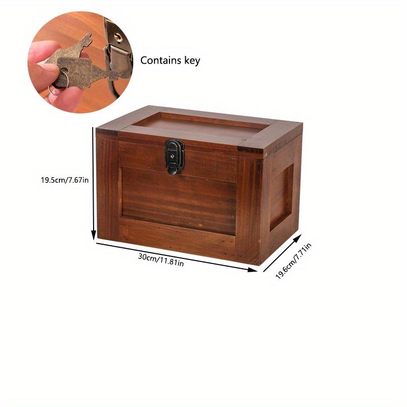 1 шт., вместительный винтажный деревянный ящик для хранения с замком и ключом, многоцелевой шкаф для хранения сувениров и сокровищ, предметов искусства, хобби, ремесел, аксессуаров. 1pc