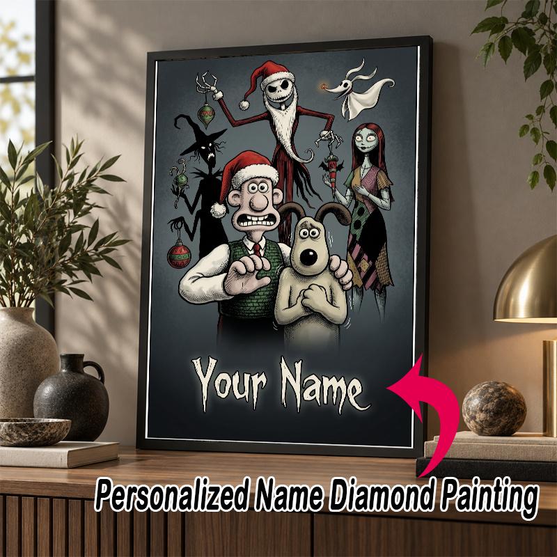 Custom Name Wallace & Gromit 5D Diamond Painting Personalized Full Drill Diamond Art Kit Gift