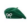 Knitted Bow Beret Solid Color Beanie Cap Streetwear Wool Beret  Street Photography