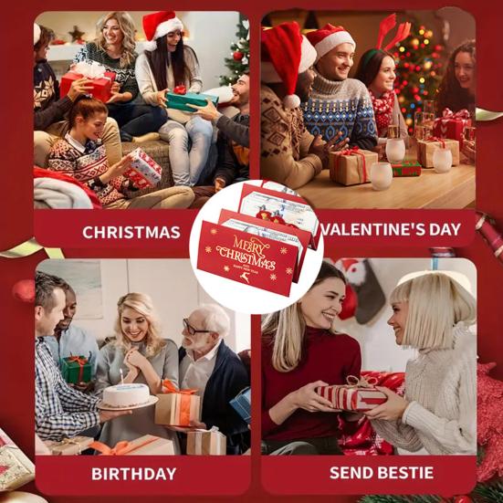 Christmas Cash Gift Envelopes Xmas Money Gift Card Holder with 6 Slots DIY Surprise Money Envelope for Holiday Party Supplies