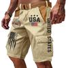 Pantaloncini Cargo Casual da Uomo Multi Tasche con Ricamo e Stampa Bandiera Tessuto Leggero Resistente Adatti per Attività all'Aperto
