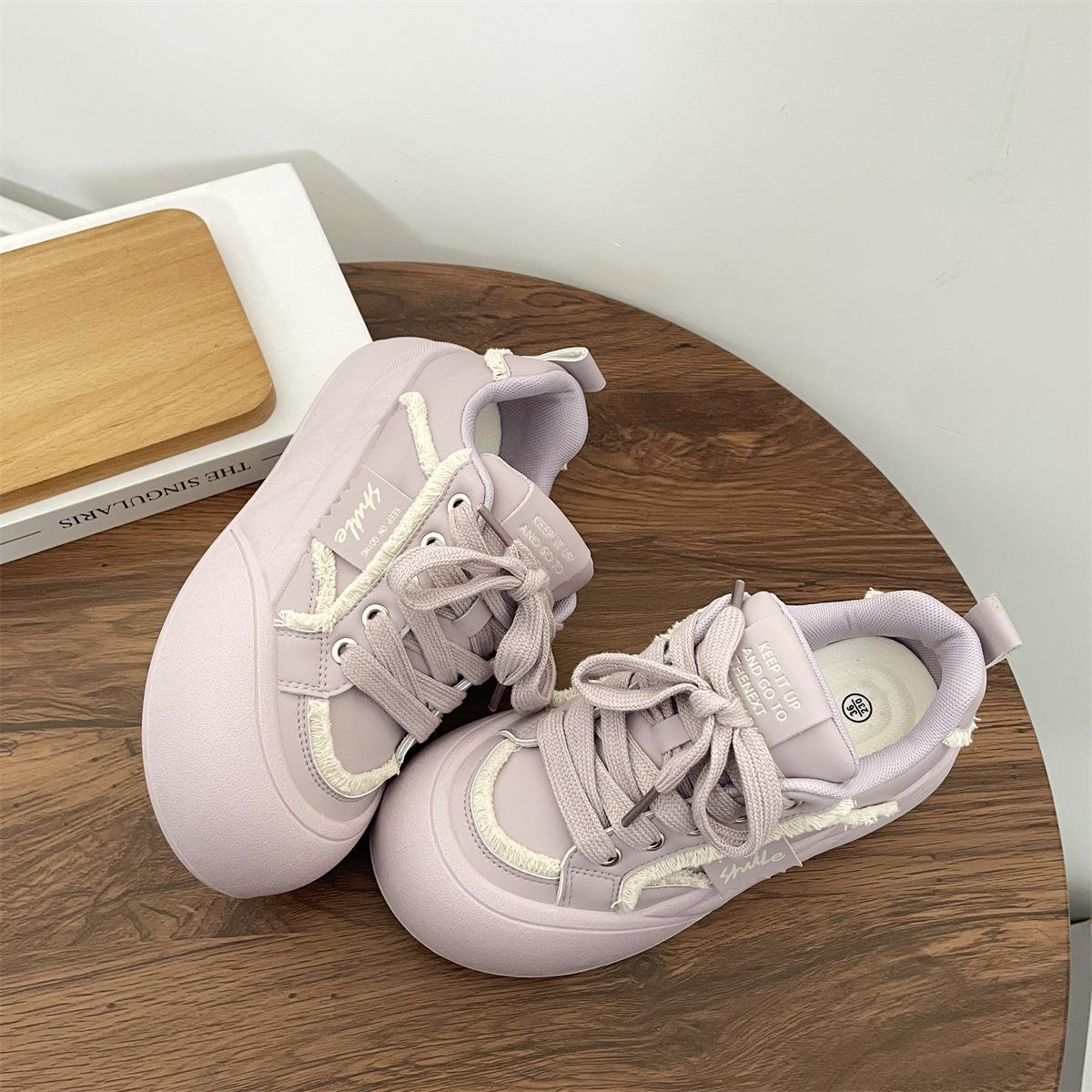 

Модные женские кроссовки на плоской платформе New Wave, женские осенние новые туфли с круглым носком, разноцветные женские повседневные туфли, удобные дышащие мокасины 35 фиолетовый