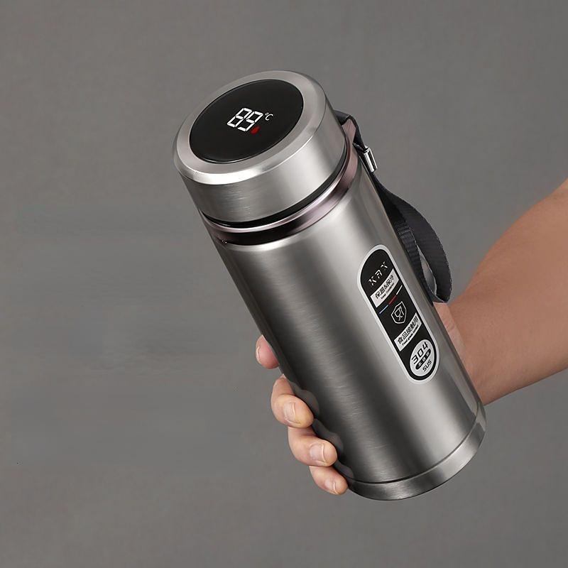 

Термос-чашка Intelligent Thermos объемом 800 мл, портативная термос-чашка из нержавеющей стали, бутылка для воды, кружка для чая, офисный термос-чашка 800ml серебряный