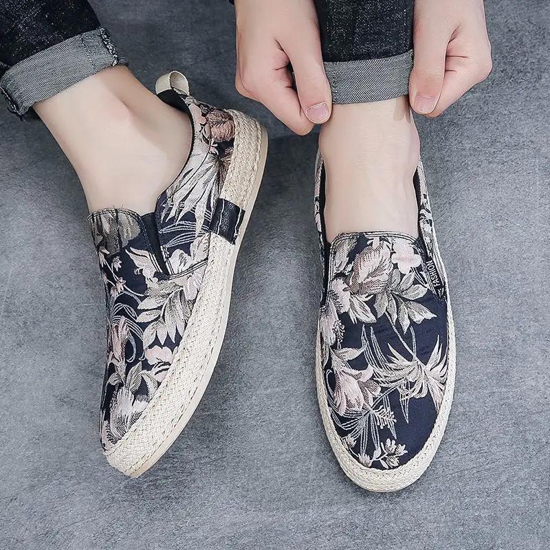 Chunky Male Shoe Spring Autumn Printing Flower Hiking Sneakers Work Adults Low Price Retro Leisure Deals Sale Men's Casual Shoes