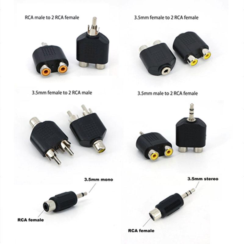 2pcs 3.5mm To RCA AV Adapter Cable 3.5mm Jack To 2 RCA Audio Video Converter Splitter Male/Female Cord for TV Speaker Car Audio