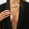 Design Sense Irregular Special-Shaped Ccb Beaded Long Necklace, Metal Water Drop Pendant, Round Bead Chain Necklace