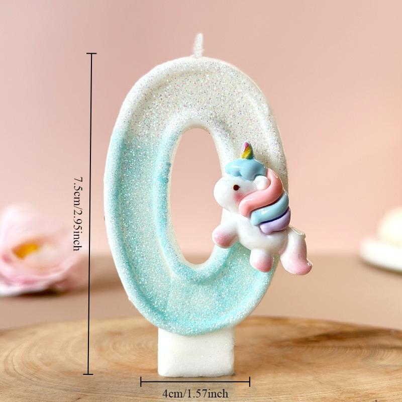 Cartoon Unicorn Digital Candle Birthday Candle Party Festival Cake Decoration Atmosphere Props