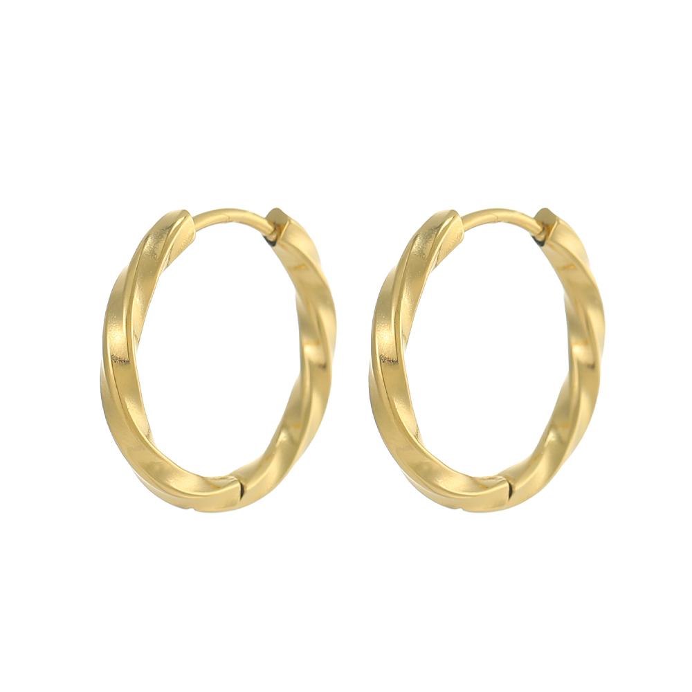 CARLIDANA Chic Simple Hoop Earrings Ins Simple Women Fashion Earrings Stainless Steel Gold Plated Twisted Circle Huggies Earring