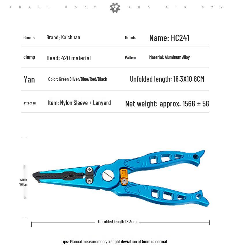 Multi-purpose Aluminum Alloy Fishing Pliers with Line Cutter, Ring Opener, and Lead Crimper for Saltwater Fishing