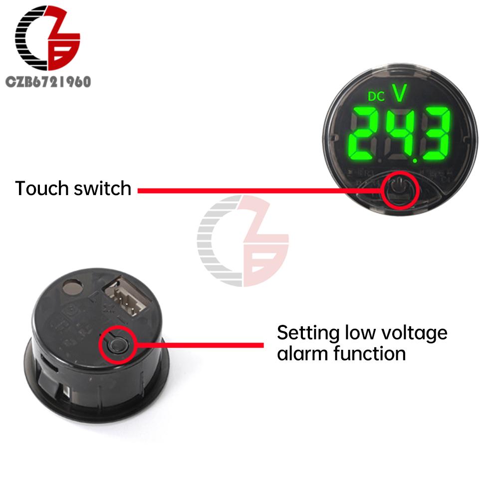 DC 7-120V DC 0-120V LED-Anzeige Voltmeter Rund Zwei-/Dreidraht-Panel-Spannungsmesser DC Berührungsspannungsprüfer für Auto Boot Marine