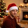 Holiday Celebration Headwear Christmas Santa Hat, Flannel Plush Hat for Adults, Soft Thickened Comfortable Skin Friendly Caps Red White Velvet