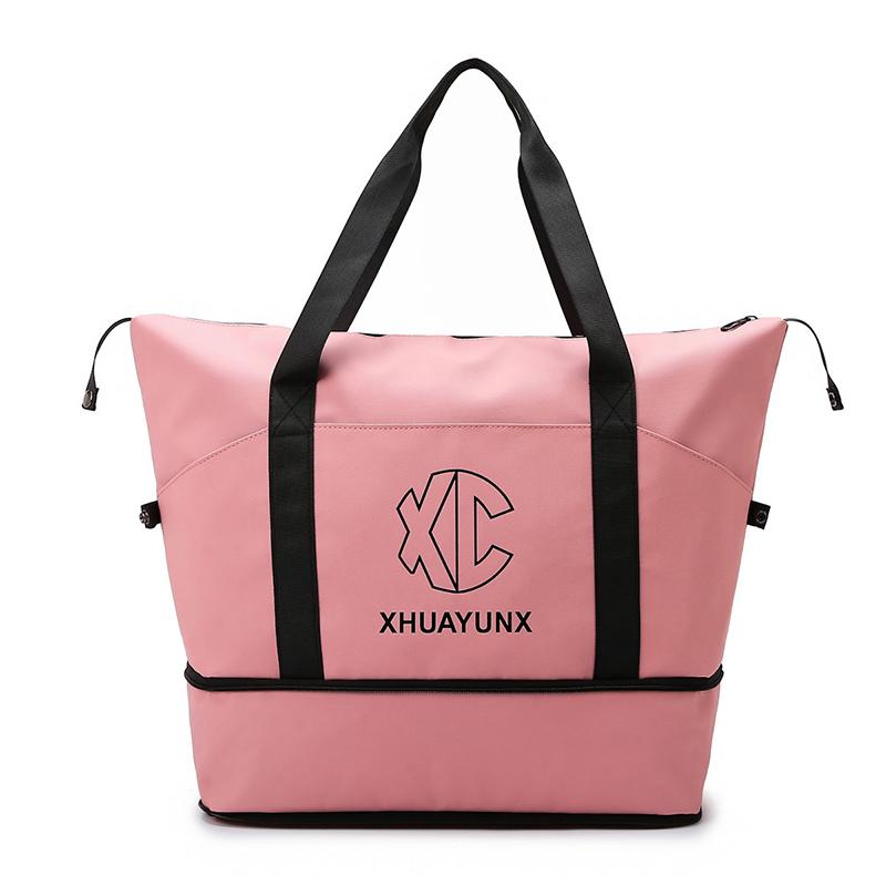 

Мужская дорожная сумка-тележка с рукавом, сумка для коротких поездок с отделением для сухой и влажной одежды, женская деловая сумка, дорожная сумка большой вместимости розовый