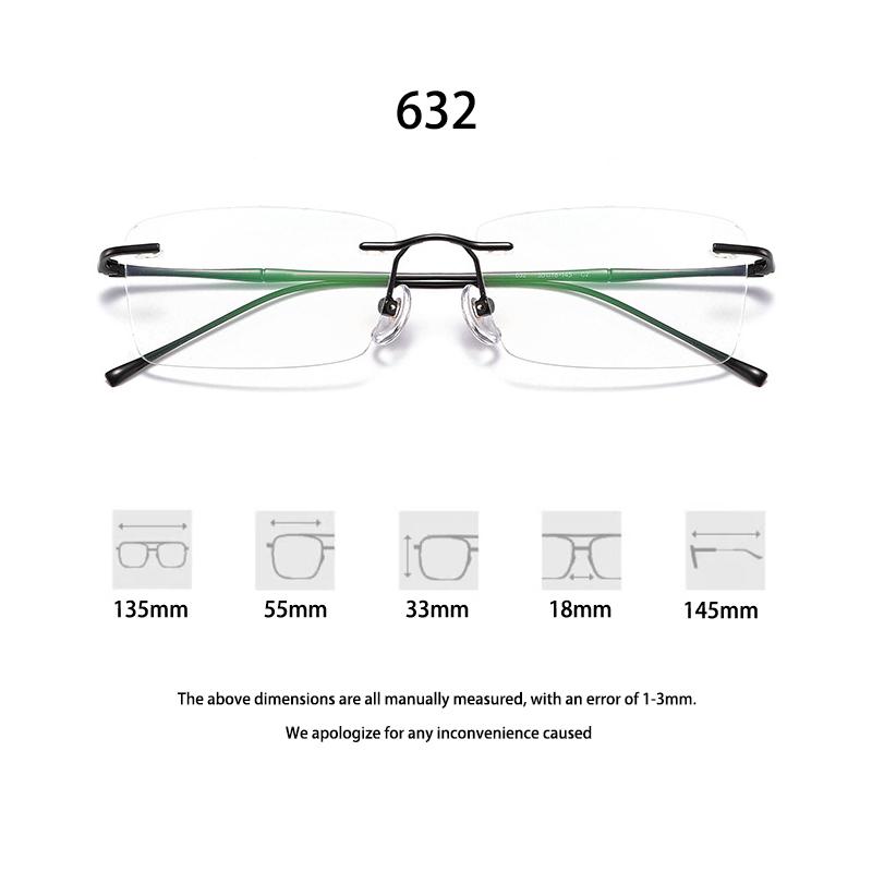 Fashion Rimless Business Eyewear Ultra Light Pure Titanium Luxury Optical Prescription Eyeglasses Man Woman Big Size Spectacle