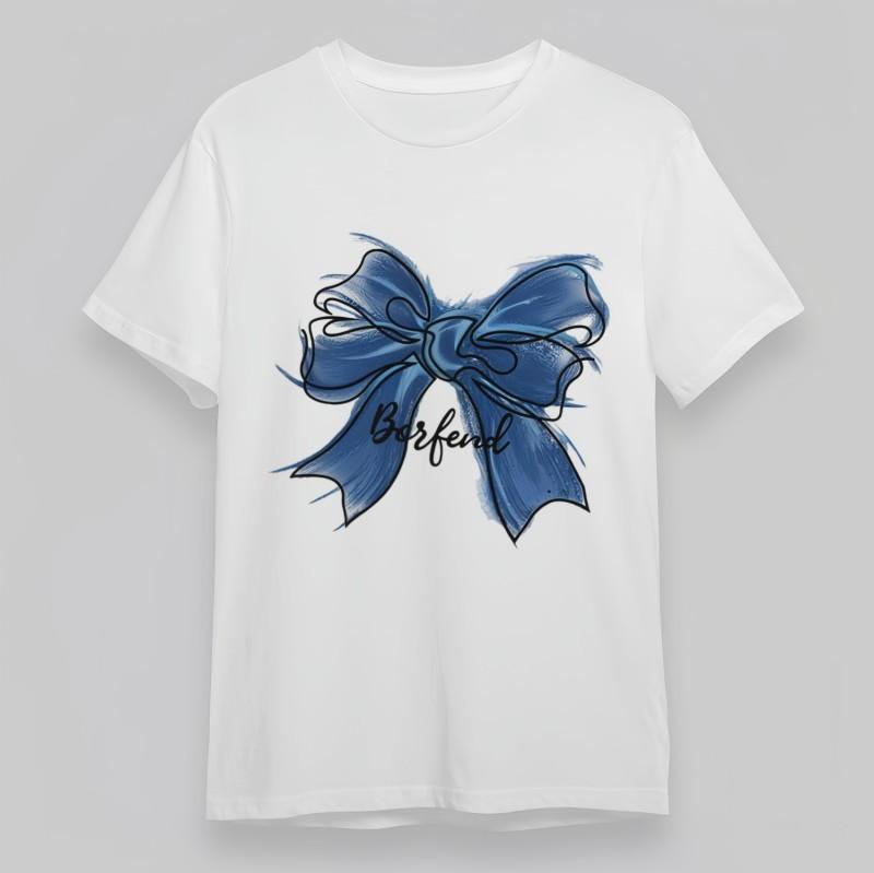 

Women s Plus Size Comfortable Classic T-Shirt Blue Bow Artistic Signature Tee S