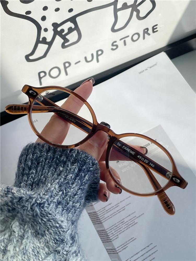 Leopard Framed Myopia Glasses Oval Anti Blue Light Glasses Metal Hinge Connection for Sweet Cool Girl Decorative Glasses