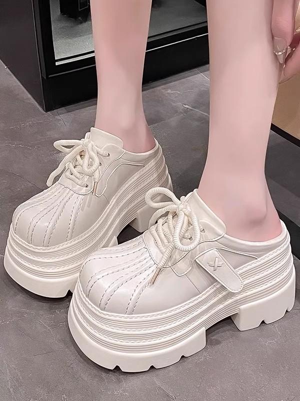 

10СМ Новые женские кожаные сандалии-слипоны на платформе, толстая подошва, высокие каблуки, весенне-летние уличные тапочки для ходьбы, zapatos mujer 39 бежевый