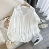 Womens Summer Loose Fit Shirt Ice Silk Print Long Sleeve Open Front Casual Blouse Lightweight Outwear