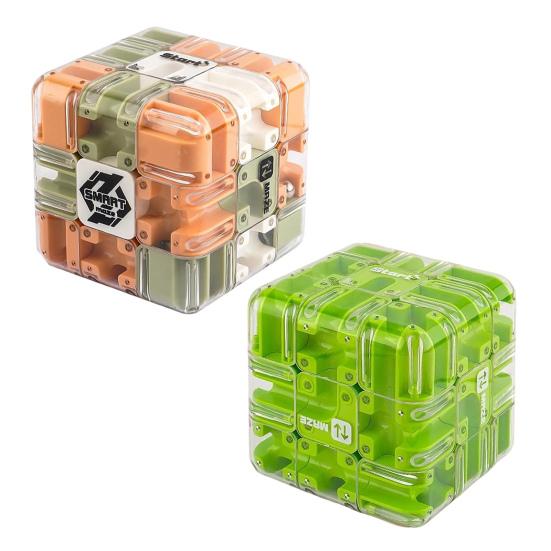 2Pcs Rolling Ball Maze Cube Kids Brain Teaser 3D Puzzle Maze Cube Toddlers Stress Relief Logical Thinking Training Bead Maze Educational Toy