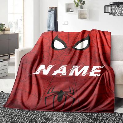 Custom Name "Spider-Man Web Theme" Blanket for Couch & Bed, Plush Cozy Fuzzy Blanket Super Soft & Warm Blankets for Fall and Winter. 090815
