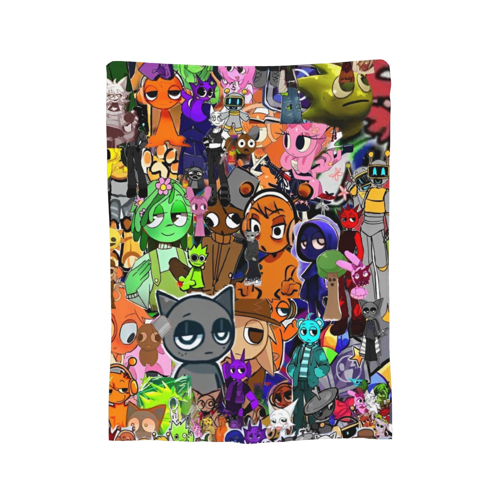 

Sprunki Flannel Throw Blanket Cartoon Game Blanket for Bedding Car Warm Bed Rug, 75x100cm 30x40in