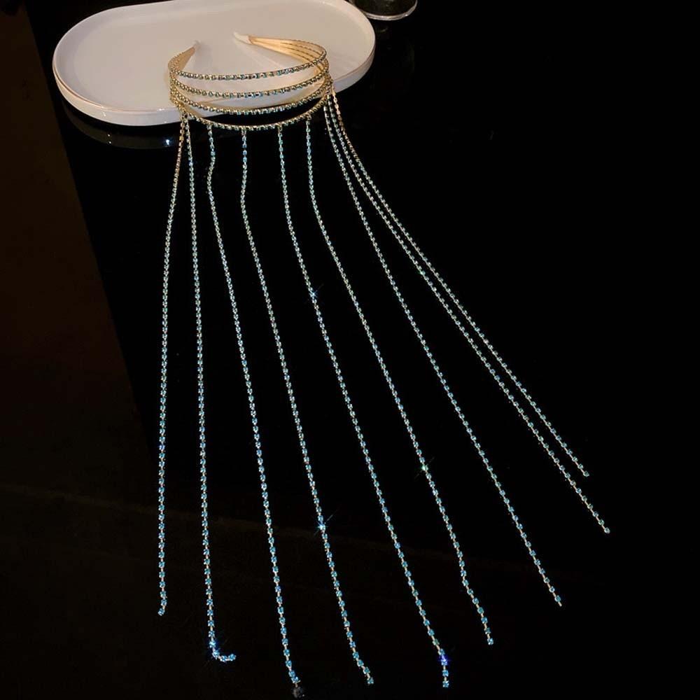 Elegant 4 In 1 Hair Bands with Tassels Shiny Women Hair Hoop Rhinestone Tassel Headband  Party